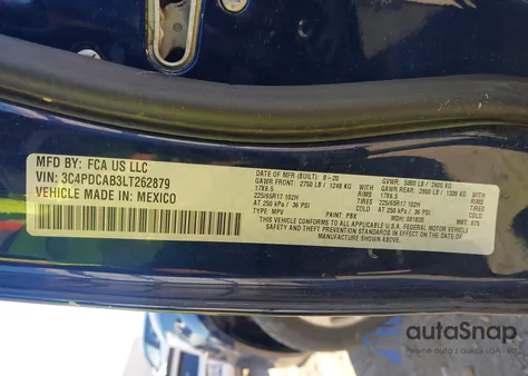 2020 Dodge Journey Se Value из США, поврежденный, VIN 3C4PDCAB3LT262879